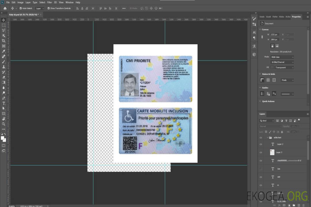 Carte mobilité inclusion France (CMI) template